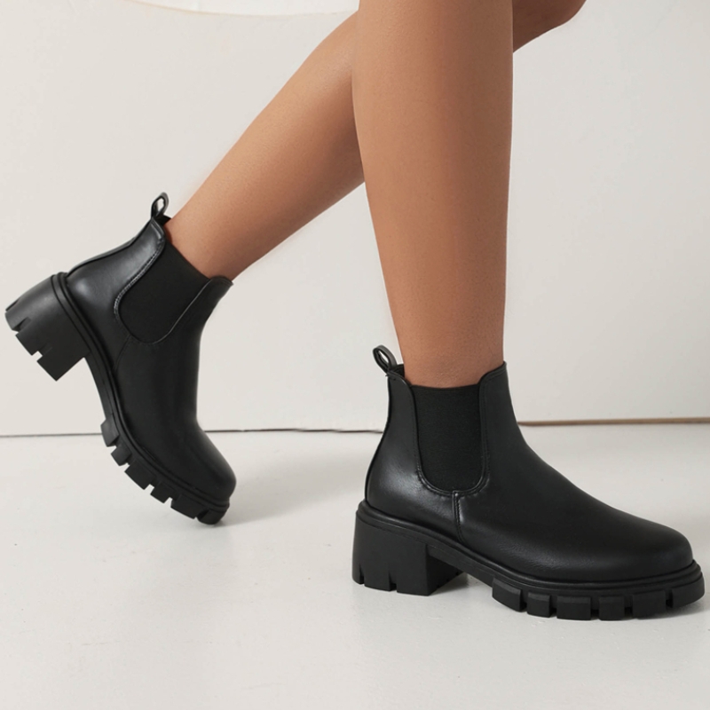 Black Women's Ankle Boots Autu - Sewing Fleece 评论和价格