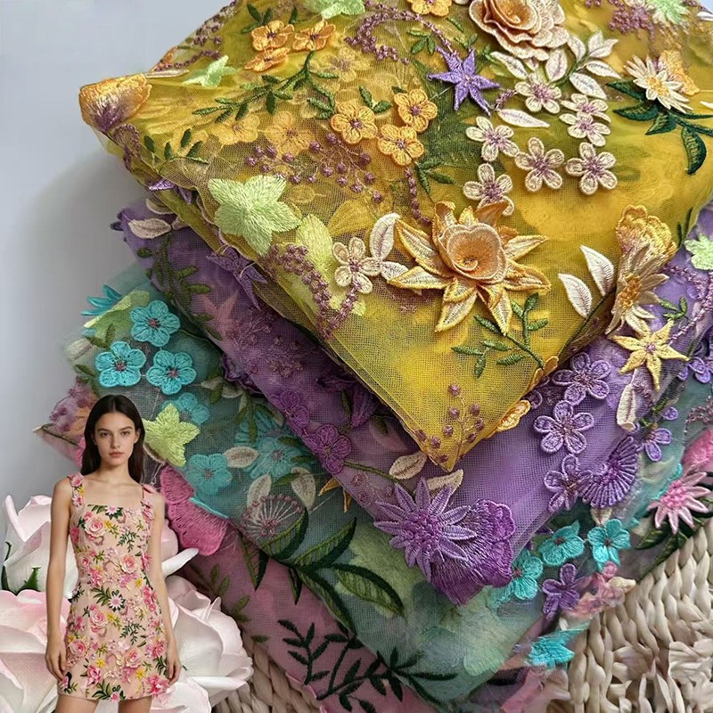 90x130cm 3D Floral Embroidered - Textile And Sewing Supply 评论和价格