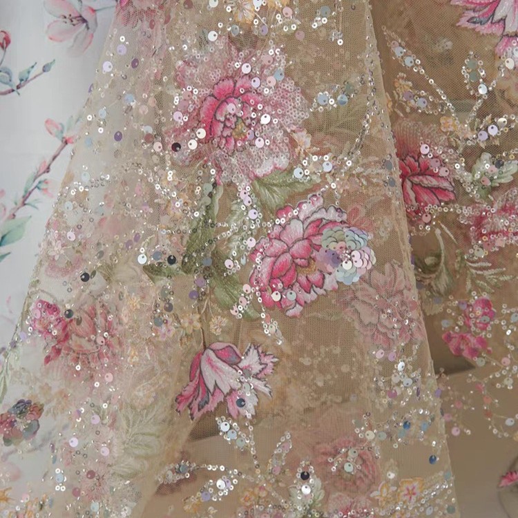 1M 120Cm Wide Luxury Beaded La - Sewing Textiles 评论和价格