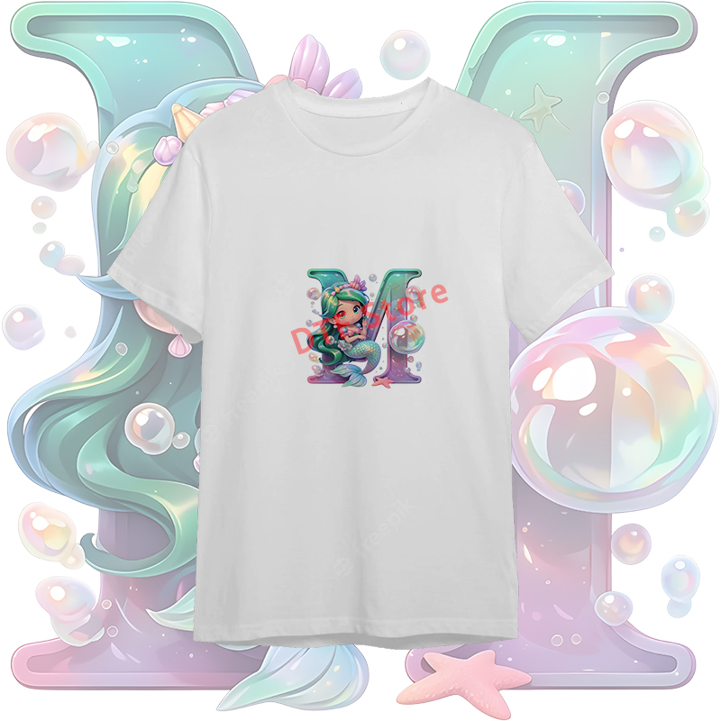 Cartoon Mermaid A-Z English Al - Iron On Patch 评论和价格